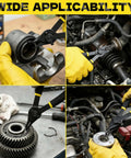 Beefy Twelve Piece Heavy Duty Snap Ring Pliers Set With Straight 0, 45, and 90 Degree Jaw Tips in use on machinery parts