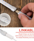 Hand connecting 10 Inch Linkable LED Bright Strips, 6 Pack, 1650 Lumens, 2700K Warm White, Low Voltage Under Cabinet Lighting