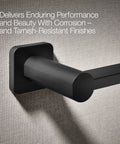 Parallel Towel Arm Wall Mount Dope Sleek Square Design With Circular Accents Modern Towel Holder Matte Black on Wall