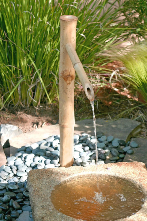 Epic 36 Inch Bamboo Fountain With Pump For In Ground Disappearing Water Features Outdoor Garden Waterfall For Ponds And Buried Basins