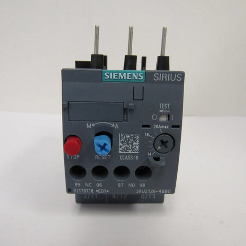 Front view of Thermal Overload Relay 3RU2126-4BB0 For Motor Protection, Adjustable 14 To 20 Amp Current Response, S03 Pole Unit