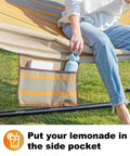Waterproof Double Hammock With Stand For Outdoor Hangout Heavy Duty Two Person 55 Inch Quick Dry Textilene Hammock With Hardwood Spreader Bar Pillow And Pockets 475 Lb Capacity Coffee with pocket detail