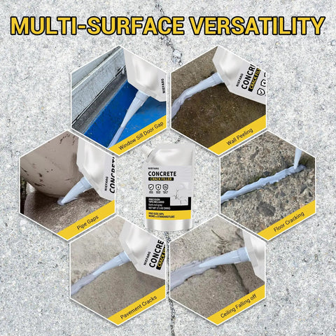 Image showing Self Leveling Concrete Crack Filler For Driveways And Patios used on various surfaces like walls and floors.