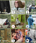 All Terrain Survival Gear Kit With First Aid Supplies And Tactical Crossbody Bag showcasing emergency tools and outdoor gear