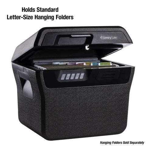 Charcoal Gray Waterproof And Fireproof Safe With Digital Keypad Lock Box For Documents And Hanging File Folders, open view