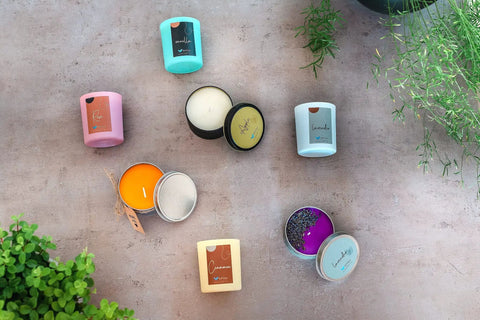 Premium Soy Candle Making Kit Full Set With Soy Wax 7 Oz Jars And Tins 7 Pleasant Scents and Color Dyes on display