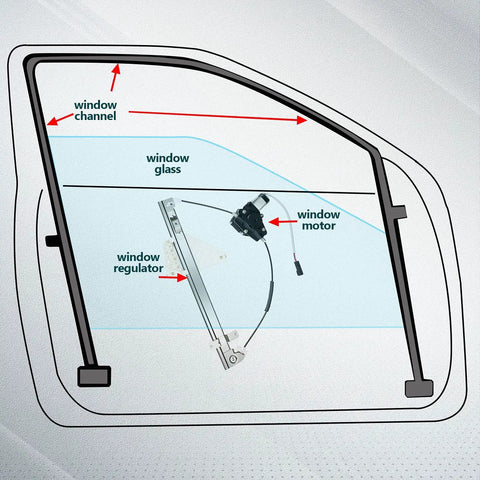 Diagram of Rear Right Power Window Regulator With Motor For 2001 2002 2003 2004 Jeep Grand Cherokee Direct Fit OEM Replacement.