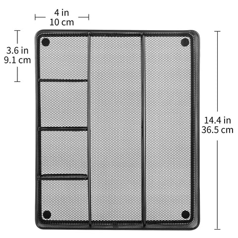 Durable Metal Mesh Desk Organizer With Six Compartments Anti Slip Pen Holder Storage Tray For Office Supplies And Home Use Black Finish Pro Vibe For Pens Pencils Scissors Clips Sticky Notes And Small Accessories To Keep Your Desktop Clean And Ready.
