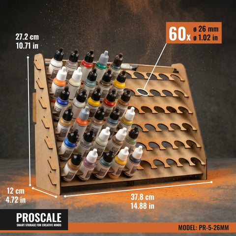 Clutch Wall Paint Rack Organizer For Miniatures And Modeling, Vertical Hobby Paint Stand With 26mm Dropper Slots Plus Top Brush And Tool Holder, Straight Up Game Changer For Vallejo Army Painter Bottle Display