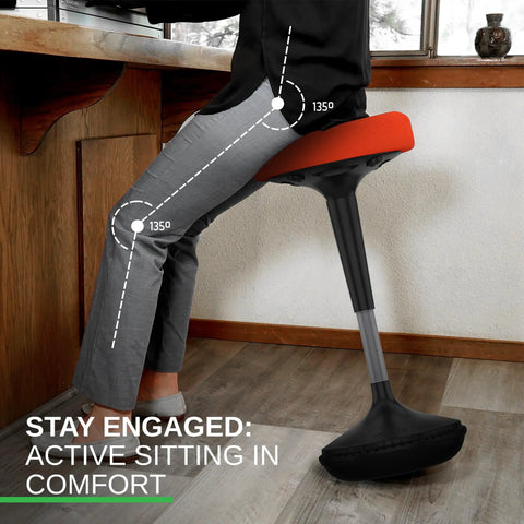 Adjustable Standing Desk Stool For Home Office And Classroom Use Ergonomic Active Sitting Chair with user seated
