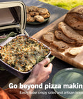 Backyard Pizza Oven With Stone 12 Inch Ready In Just 3 Minutes For Artisan Crusts With 700F Max Temperature Five In One Functionality Bake Broil Proof And Warm Makes Full Family Meals Outdoors For Your Cookout Gray MO201 baking casserole