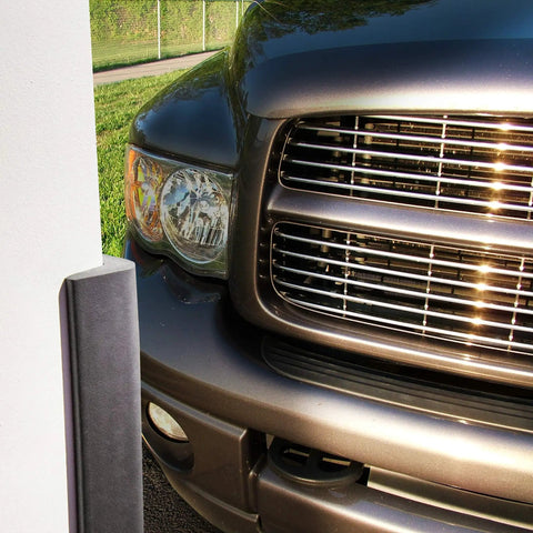 Ultra High Density Tough As Nails Corner Guard Edge Protector And Bumper For Parking Garages Workshops And Warehouses In Dark Gray 24 Inches 1 Each Toxic Free High Impact Protection For Trucks And Walls installed on wall near truck