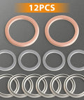 12pc Crushable Steel Transfer And Differential Drain Plug Gasket Kit For Toyota And Lexus Rigs Including 4Runner, Land Cruiser, Tundra