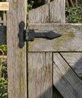 Heavy Duty Screen Door Hinges With Oil Blackened Finish Solid Pair 6 Inch Long By 4 Inch Wide Victorian Colonial Style on wood gate