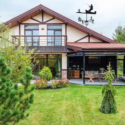 Weather Vane Roof Mount Kit For Outdoor Decor, Wind Direction Indicator With Stand, Barnyard Yard Ornament For Farmhouse Backyard, Lawn Decor For Garage Or Patio, Easy Install And Weatherproof