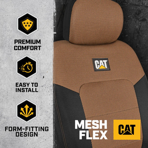 MeshFlex Automotive Seat Covers For Cars Trucks And SUVs Beige Front Seat Covers with durable mesh back, premium comfort