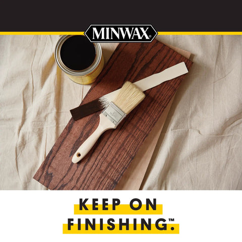Real Deal Oil Based Wood Stain In Rich Golden Oak For Interior Furniture Cabinets And Doors Quick Drying Deep Penetrating Formula with a brush on stained wood.