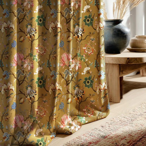 Floral Velvet Curtains 96 Inches Long With Bright Yellow Vintage French Country Print Cozy Light Blocking Privacy Drapes For Living Room Bedroom Sliding Door Bathroom 52W X 96L 2 Panels