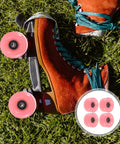 Double Row Roller Skate Wheels With Bearings 4 Pack Semi Jelly Outdoor Wheels For Inline And Quad Skates on grass