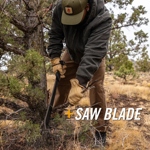 Person using Gator Machete 25 Inch Two In One Machete With 18 Inch Plain Edge Blade And Reverse Saw Textured Gator Grip Handle in field