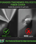 Comparison of upgraded thickened polyester fibers showing 650D vs 400D for Heavy Duty Golf Cart Cover For 2, 4, Or 6 Passengers Universal Fit For EZGO Club Car Yamaha All Weather Weatherproof Outdoor Protection Shield From Sun Rain Snow Dust And More Built To Last