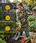 Gardener using Heavy Duty Steel Flat Shovel With Detachable D Handle And Anti Slip Grip 47 Inch Square Head Shovel for gardening.