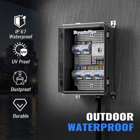 IP67 Waterproof Electrical Junction Box Outdoor Weatherproof Case Clear ABS And Steel For Garden Deck Patio All Weather