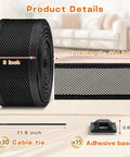 Adjustable Under Couch Blocker For Pets Smooth Sliding Barrier to Catch Rolling Toys Remotes on a roll with adhesive bases and cable ties.