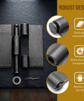 8 Pack Heavy Duty Gate Hinges Beefy Weld On Butterfly Hinges Solid Steel 5mm Thick For Gates And Doors Built To Handle Heavy Loads Long Lasting Outdoor Security Hardware, black steel weld-on hinge set shown with thick plate and reinforced barrel