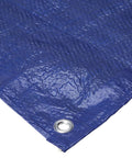 Close-up of Go-To 4x6 Foot Tarp For Outdoor Use Weatherproof Waterproof And Tear-Resistant Cover with reinforced grommet corner