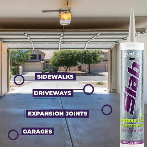 Elastic Slab Concrete Crack Repair Sealant Gray 10.5 Ounce Cartridge Pack Of Twelve That Moves With Your Concrete In a Garage