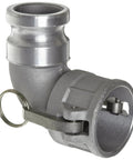 Rugged Aluminum Cam And Groove Hose Fitting With 90 Degree Elbow, 6 In fits heavy duty connections with tight seals.