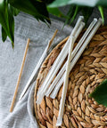 Agave Fiber Straws 1000 Count Individually Wrapped 8.2 Inch Biodegradable Eco Friendly Plant Based Reusable Alternative To Paper And Plastic Straws For Everyday Kitchen And Bar Use, wrapped straws on woven mat