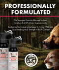 Frontiersman Max 9.2 oz Bear and Mountain Lion Deterrent With Two Percent Major Capsaicinoids, cans with forest backdrop