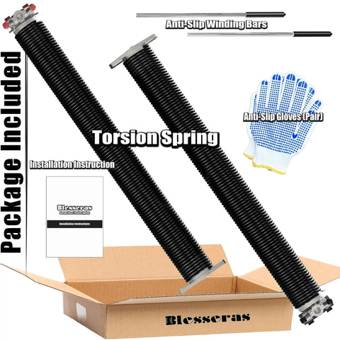 Garage Door Torsion Springs With Non Slip Winding Bars And Oil Free Coil For Smooth Operation 2 Inch Inside Diameter And 22 Inch Length Heat Treated Steel With Aluminum Cones And Electrophoretic Coating For Corrosion And Abrasion Resistance.