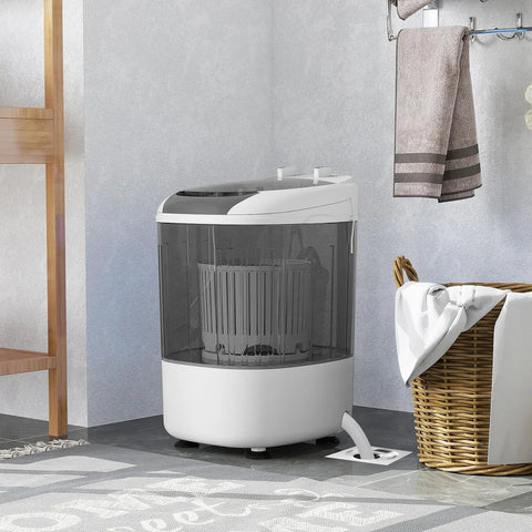 Compact Portable Washing Machine With Separate Spin Tub And Quick Drain Hose, 5.5 Lb Mini Laundry Washer For Apartments Dorms And RV Homes in grey.