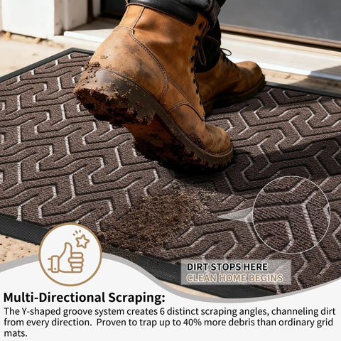 Heavy Duty Front Door Mat Waterproof Outdoor Entry Rug 29.5x17 Non Slip Rubber Doormat For Garage Patio Indoor Use Brown Durable