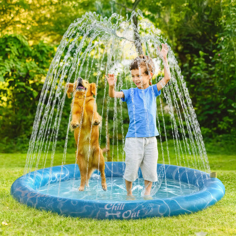 Ultimate Outdoor Dog Splash Pad For Summer Fun 59 Inch Anti Slip Sprinkler Pool Water Play Mat For Pets With Easy Setup