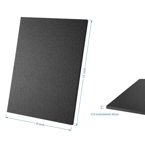 Black ABS Plastic Sheet 8 By 12 Inch Thick One Quarter Inch Rigid Moldable Thermoplastic Board for crafts with measurements