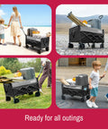 Collapsible Wagon Cart Foldable And Portable Rolling Shopping Cart with wheels, black, holds luggage for all-terrain use.