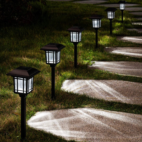 8 Pack Solar Pathway Lights Outdoor Waterproof Yard Lighting for Lawn Driveway Walkway Landscape, Easy Install, Cold White Glow