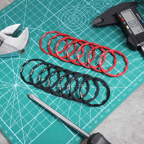 14 Piece Bicycle Cassette Spacer Washer Set Dialed In With Seven Thickness Options 1.0 1.5 1.85 2.0 2.18 2.35 2.50 Mm For 7 8 9 10 11 Speed Flywheel Hub Spacers on mat