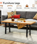 20 Inch Metal Coffee Table Legs Set Of 2 With Industrial Black Finish used in modern living room decor with wooden table.