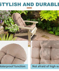 Beige Adirondack Chair Cushion Set With Ties 44 By 19.4 By 4 Inches High Back Rocking Patio Cushions Cozy Water And Stain Resistant