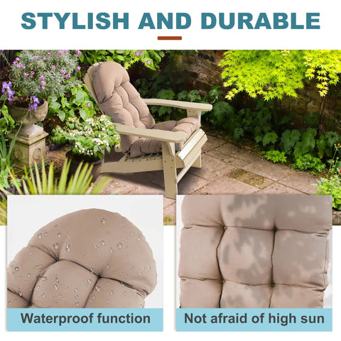 Beige Adirondack Chair Cushion Set With Ties 44 By 19.4 By 4 Inches High Back Rocking Patio Cushions Cozy Water And Stain Resistant