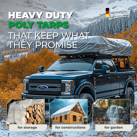 Clear 20x30 Ft Beefy Heavy Duty Tarps Waterproof And Tear Resistant Multipurpose Cover for outdoor use over truck roof rack