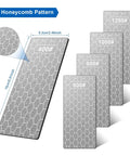 Knife Sharpening Stone Set With Five Grits 400 600 800 1000 1200 Including Extra Fine And Coarse Plates Non Slip Base Honeycomb Design