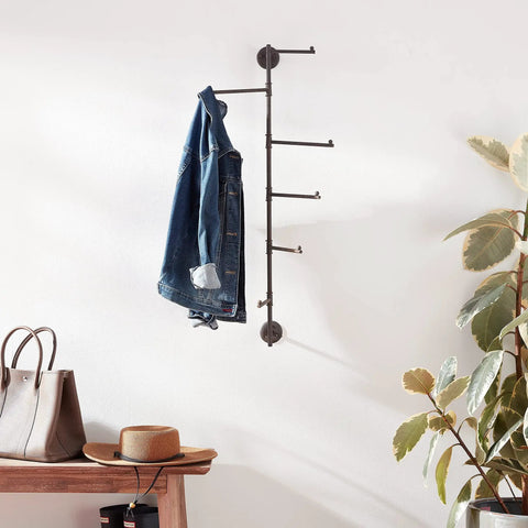 36-Inch Rustic Swivel Coat Rack With Built Tough Metal Build Easy Install Hang Coats Hats and Bags in Style Functional Wall Mount or Freestanding