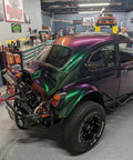 Fresh Shop Grade Superflake Colorshift Basecoat Paint Gallon Ready To Spray With Slow Reducer Binder For Custom Rigs on a modified car.
