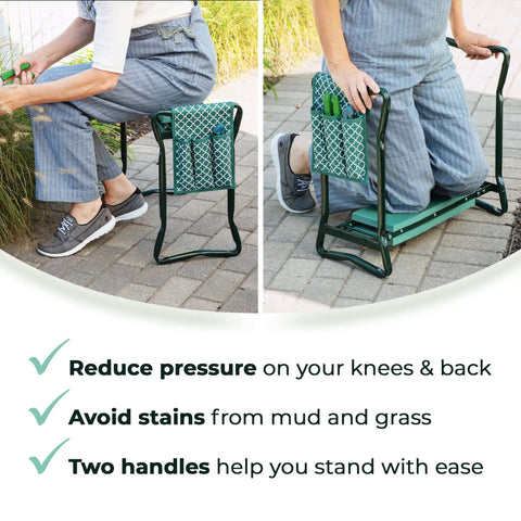 All In One Garden Kneeler And Seat With Knee Cushion And Flip Design For Comfortable Gardening, Lightweight Foldable Stool